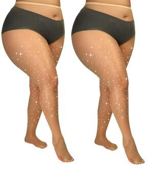 9967 Plus Size Fishnet Tights Sparkle Stockings Glitter Pantyhose High